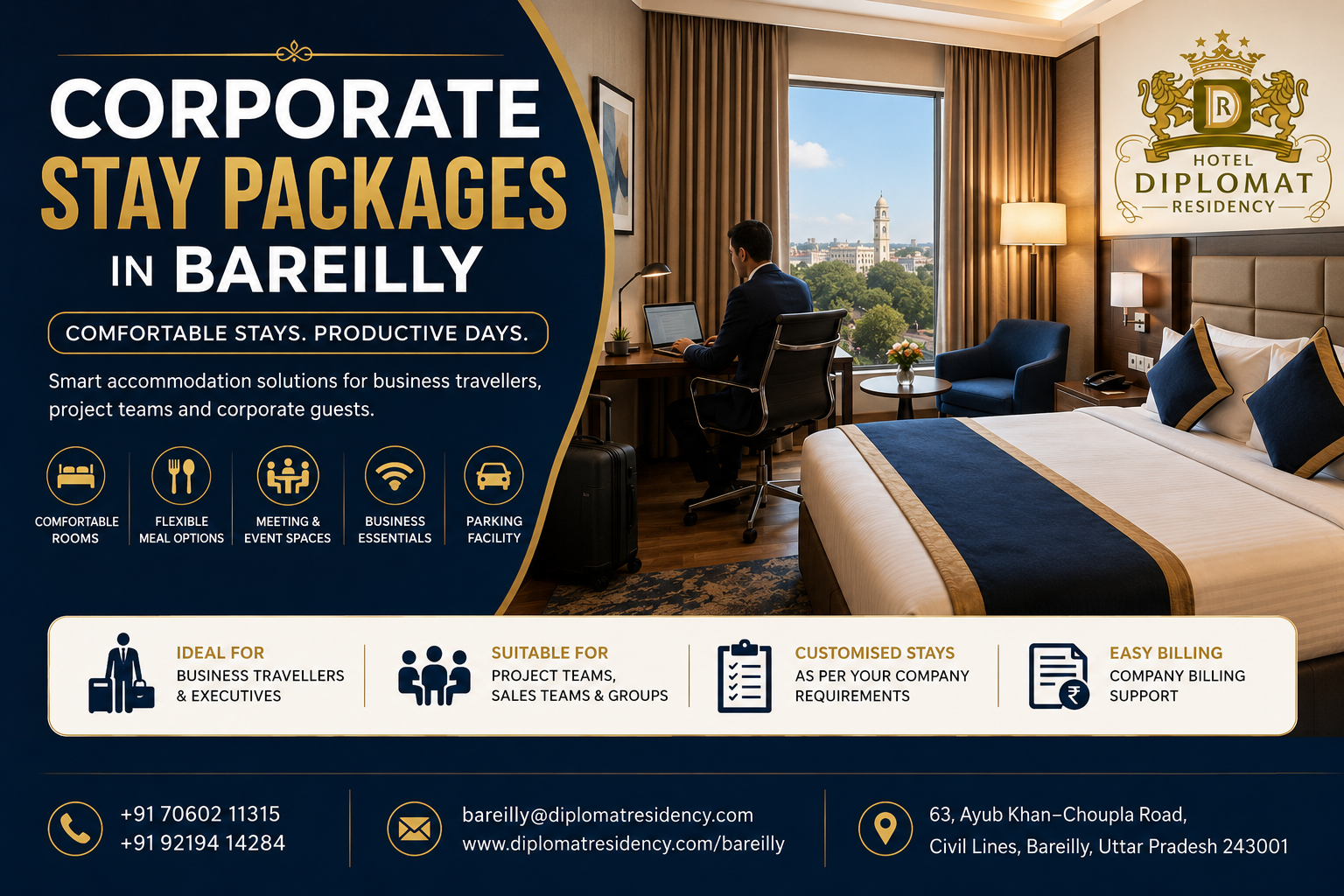 Corporate Stay Packages in Bareilly | Hotel Diplomat Residency