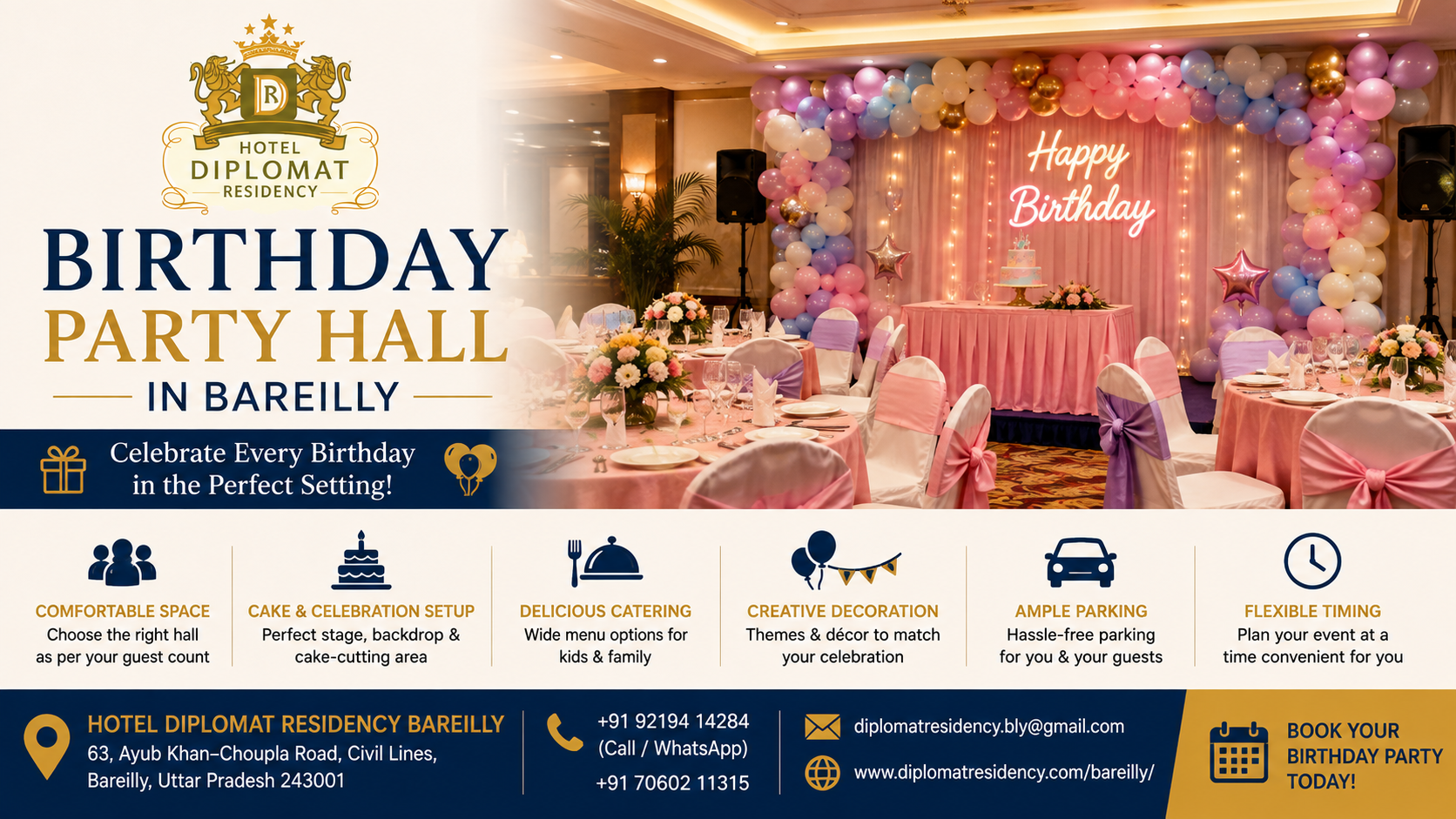 Birthday Party Hall in Bareilly | Hotel Diplomat Residency
