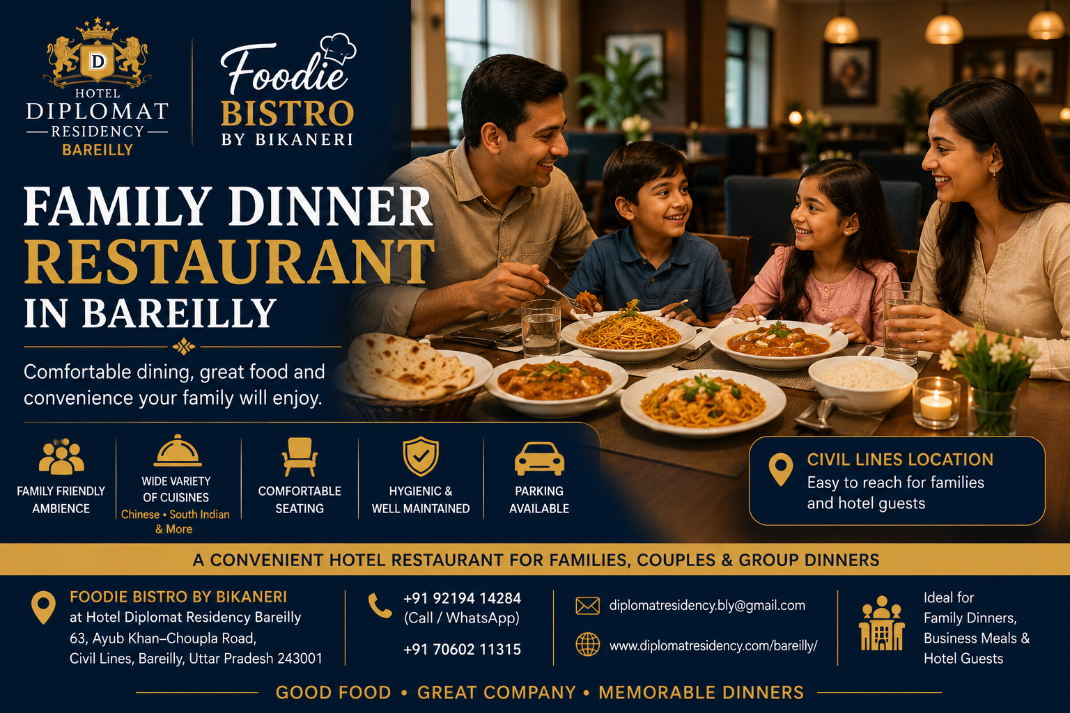 Family Dinner Restaurant in Bareilly | Foodie Bistro by Bikaneri